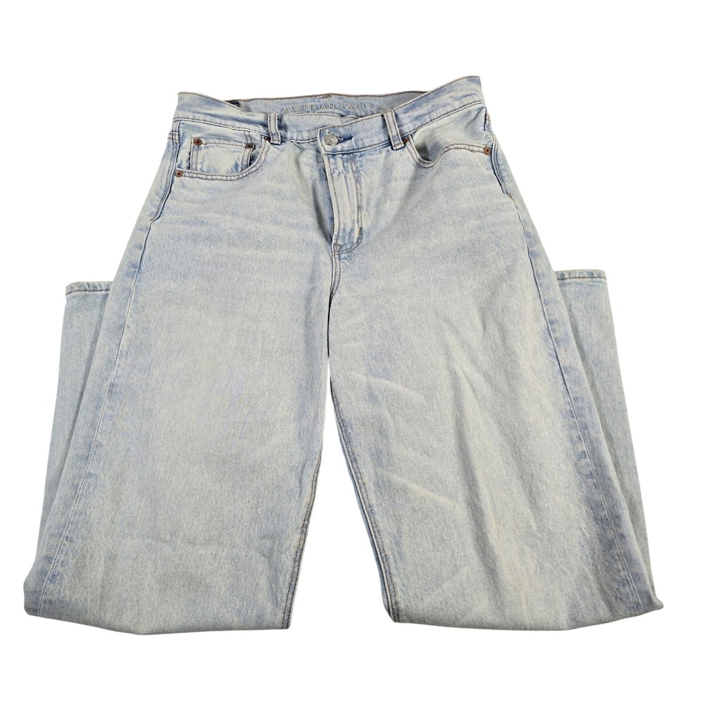 American Eagle Womens Highest Rise Baggy Straight Light Wash Jeans‎ Sz 8 short